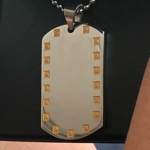 NIB stainless steel Dog tag necklace two tone